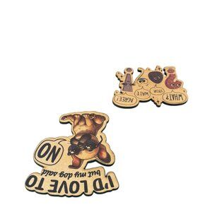 Funny Wooden Refrigerator Magnets Set with Punctuation Marks and Dog Design, Dec